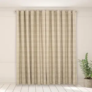 Woven Check Print Pair of Curtains, Sage - 46 x 72