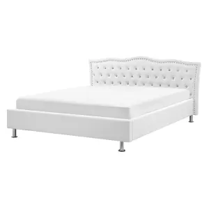 Faux Leather EU King Size Bed White METZ