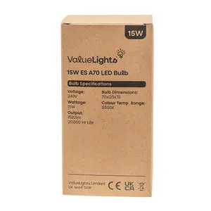 ValueLights Pack of 10 High Power 15w LED ES E27 GLS Energy Saving Long Life Bulb - 6500K Cool White