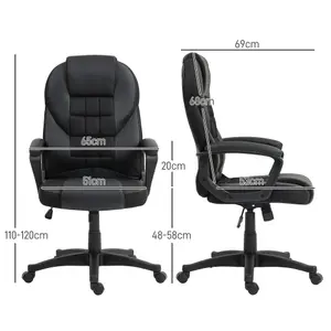 HOMCOM Executive Office Chair High Back Computer Chair with Armrests Black