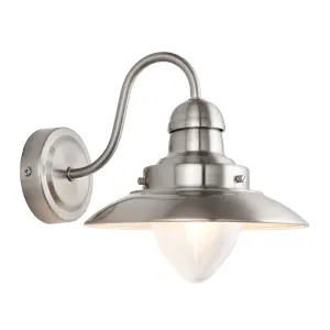 Merford Satin Nickel with Clear Glass Shade  Modern 1 Light Wall Light