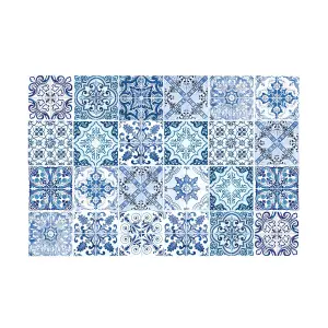 24 Pieces 15x15cm Blue Turkish Mediterranean Tile Stickers