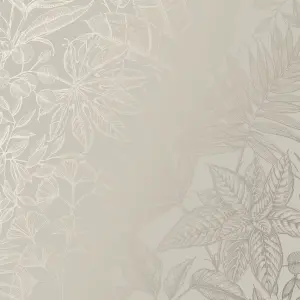 Boutique Beige Metallic effect Leaves Textured Wallpaper