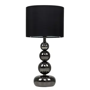 ValueLights Marissa Chrome Touch Table Lamp with Black Faux Silk Shade