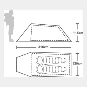 OEX Lightweight Spacious Hyena II Tunnel Tent for 2 People, Camping Equipment