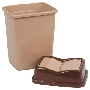 URBNLIVING 5L Cappuccino Colour Plastic Waste Recycling Bin With Butterfly Lid for Kitchen or Office