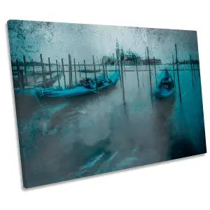 Venice Abstract Canal Boats City CANVAS WALL ART Print Picture (H)30cm x (W)46cm