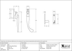 From The Anvil Polished Chrome Night-Vent Locking Peardrop Fastener - RH