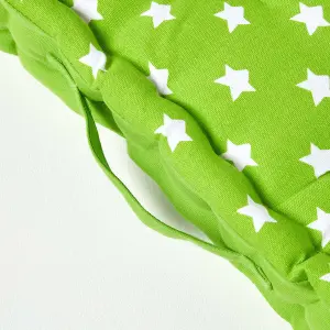 Homescapes Cotton Green Stars Floor Cushion, 40 x 40 cm