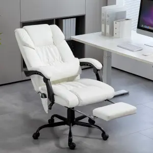 Vinsetto PU Massage Office Chair Height Adjustable Computer Chair White