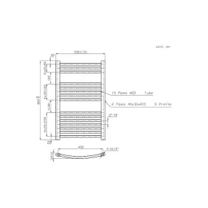 Rinse Modern Bathroom Heated Towel Rail Ladder Radiator 800x500mm Curved for Bathroom Kitchen Anthracite