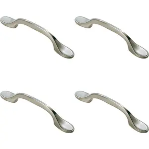 4x 128mm Shaker Style Cabinet Pull Handle 76mm Fixing Centres Satin Nickel