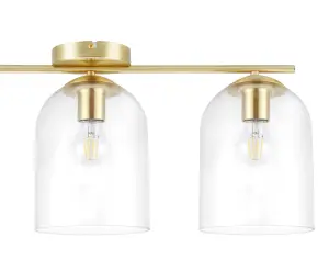 GoodHome Brushed Glass & metal Brass effect 3 Lamp Ceiling light