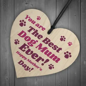 Funny Mothers Day Gift For Best Dog Mum Wood Heart Gift From Dog Pet Gift Keepsake