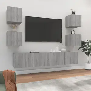 Berkfield 6 Piece TV Cabinet Set Grey Sonoma Engineered Wood