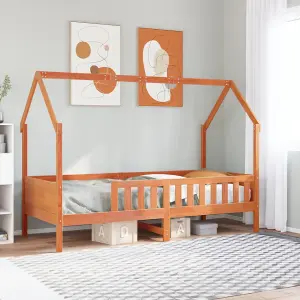 Berkfield Kids' House Bed Frame without Mattress Wax Brown 90x200 cm Pine