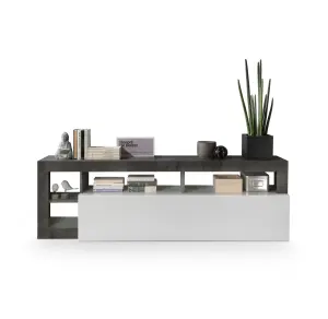 FURNICOMP Lorenzo 184cm White Gloss and Anthracite TV Stand