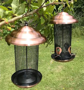 Copper Style Extra Large Hanging Seed & Nut Bird Feeders (Set of 2)