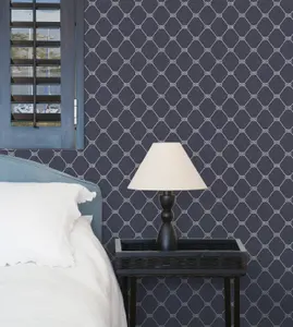 Galerie Deauville 2 Navy Blue White Nautical Rope Smooth Wallpaper