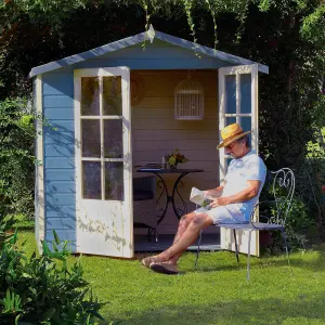 Shire Lumley 7x5 ft Toughened glass Apex Wooden Summer house (Base included)