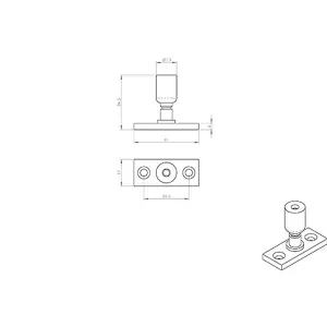 Locking Casement Window Stay Pin 28.5mm Fixing Centres Polished Chrome