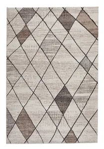 Modern Easy to Clean Chequered Geometric Contemporary Grey Rug for Dining Room-160cm X 230cm