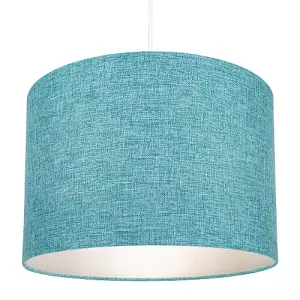 Contemporary and Sleek 10 Inch Teal Linen Fabric Drum Lamp Shade 60w Maximum