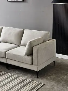 ANEK 3 Seater Grey Fabric Sofa and Pillows