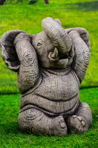 3 Wise Stone Elephants Garden Ornaments