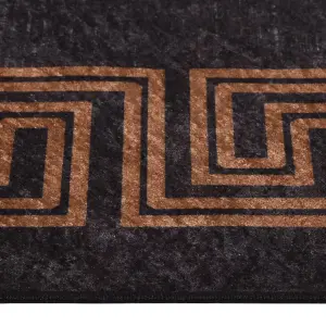 Rug Washable 80x300 cm Black and Gold Anti Slip