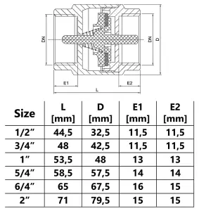 Invena 1 Inch Non-Return Check Valve Brass 12 Bar Female x Female