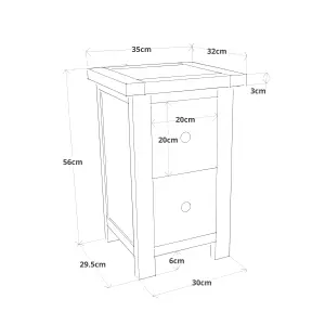 Maggiori 2 Drawer Petite Bedside Table Chrome Knob