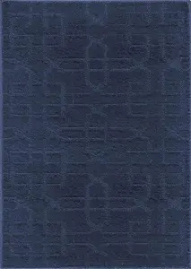 Ivy Washable Cubed Trellis Design Anti Slip Doormats Navy 40x60 cm