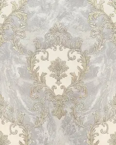 Rasch Sienna Damask Grey Wallpaper