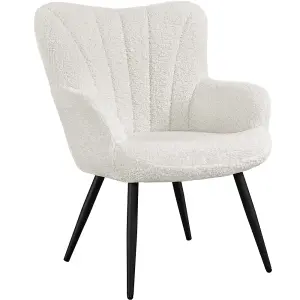 Yaheetech Ivory Upholstered Curved Back Fabric Armchair