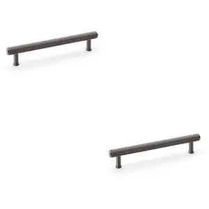 2 PACK - Reeded T Bar Pull Handle - Dark Bronze 160mm Centres SOLID BRASS Drawer Lined