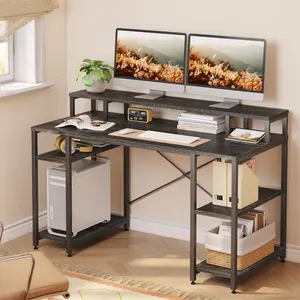 Kinslee 55inch Computer Desk, Office Work Desk with Monitor Stand Charcoal