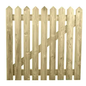 Picket Side Gate Pointed Top 675mm Wide x 600mm High Left Hand Hung