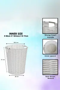 Arpan Set of 2 White Resin Plastic Strong Round Waste Paper Bin/Basket/Storage - Ideal for Home, Office, Hotels