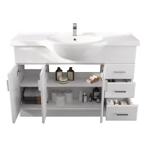 Rinse Bathrooms 1200mm Gloss Basin Vanity Unit Sink Cabinet Bathroom Toilet Storage Furniture