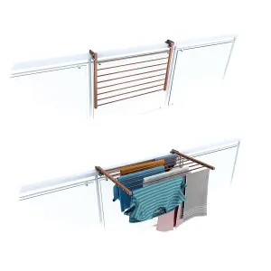 Duo 82, Folding clotheshorse for balustrades, exteriors and balconies, 82 cm wide Corten