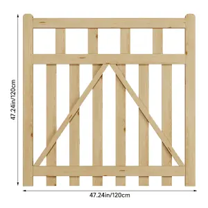 Outdoor Wooden Garden Gate Fence with Door Latch 120cm W x 120cm H