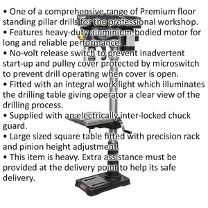 Premium 16 Speed Floor Pillar Drill with 20mm Chuck and 750W Motor