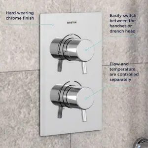 Bristan Divine Gloss Chrome effect Recessed Thermostatic Mixer Multi head shower