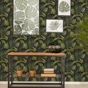 Fresco Palm house Green Smooth Wallpaper Sample