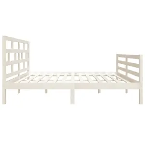 Berkfield Bed Frame White Solid Wood 140x200 cm 4FT6 Double