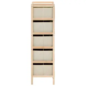 Berkfield Storage Racks with 5 Fabric Baskets 2 pcs Beige Cedar Wood