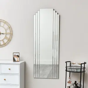 Melody Maison Large Frameless Art Deco Wall Mirror 52cm x 142cm