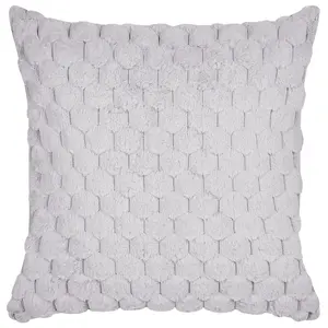 Set of 2 Cushions PURSLANE Faux Fur 43 x 43 cm Solid Light Grey