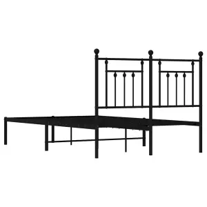 Berkfield Metal Bed Frame with Headboard Black 120x190 cm